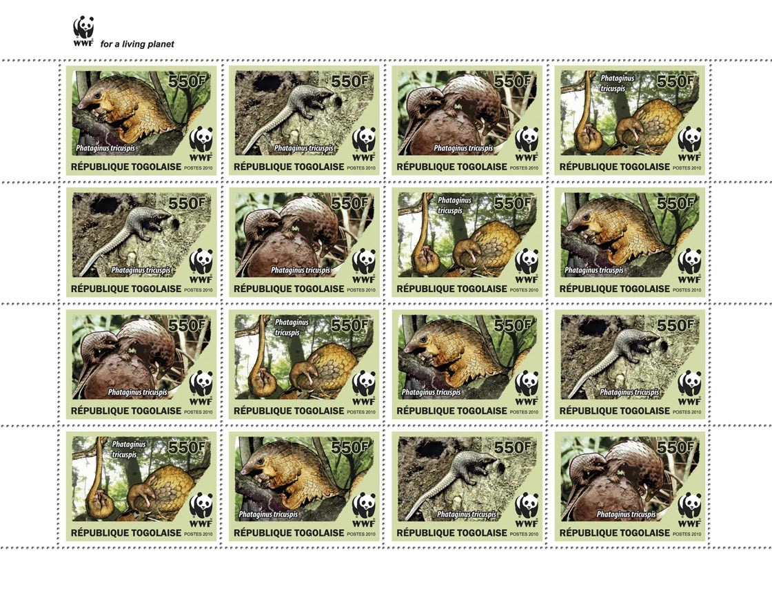 Pngolins Phataginus tricuspis?ﾀﾯ - Issue of Togo postage stamps