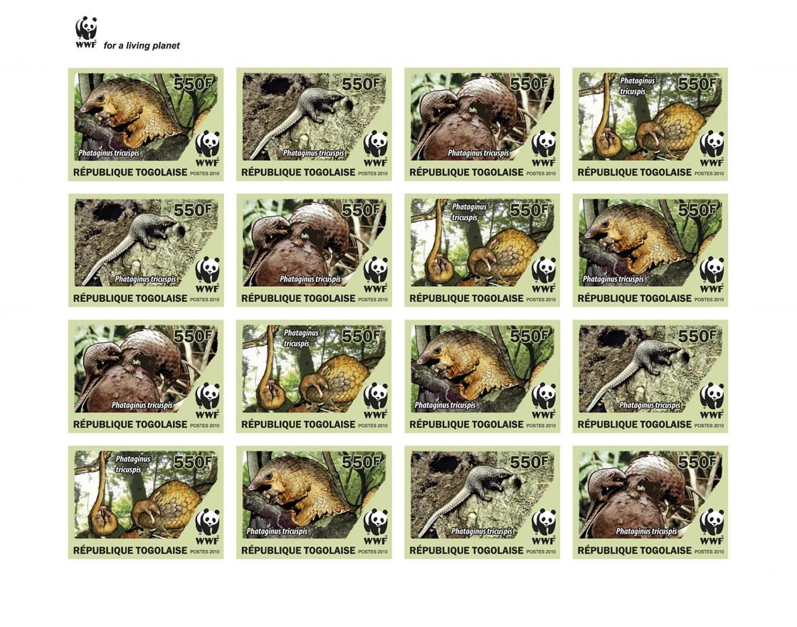 Pngolins Phataginus tricuspis?ﾀﾯ (Imperf.) - Issue of Togo postage stamps