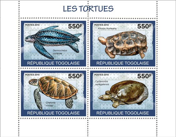 Turtles, ( Dermochelys coriacea?ﾀﾦCyclanorbis senegalensis) - Issue of Togo postage stamps