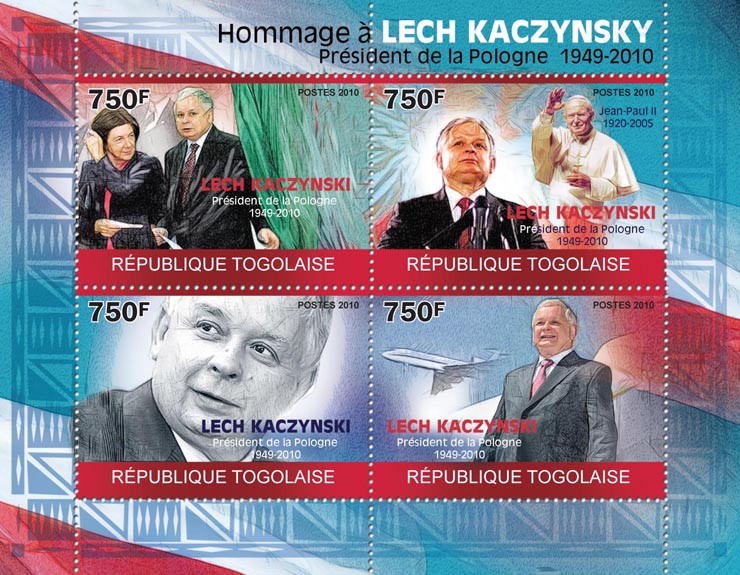 Tribute to Lech Kaczynsky (1949-2010) - Issue of Togo postage stamps