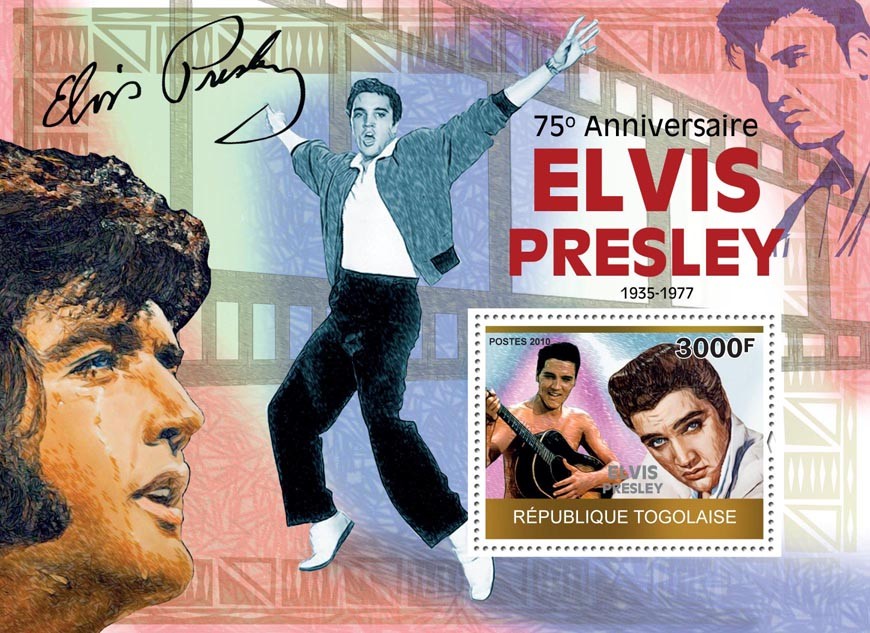 Anniversary of Elvis Presley (1935-1977) - Issue of Togo postage stamps