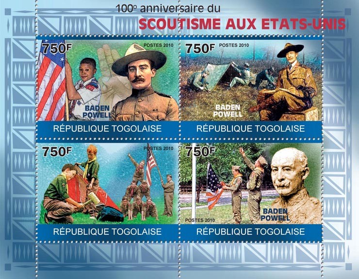 100th Anniversary of Scouting in the United States, Baden Powell - Issue of Togo postage stamps