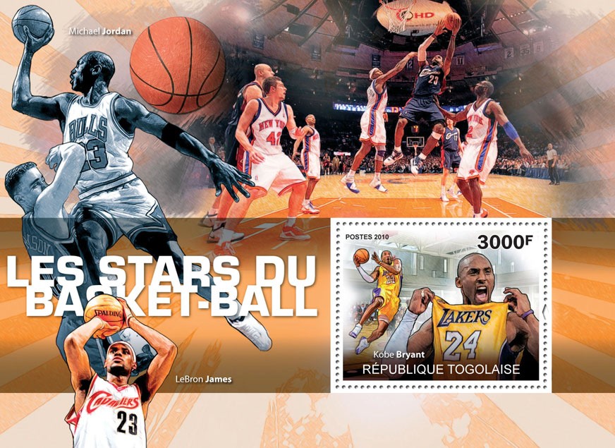 Basketball stars, (Kobe Bryant). - Issue of Togo postage stamps