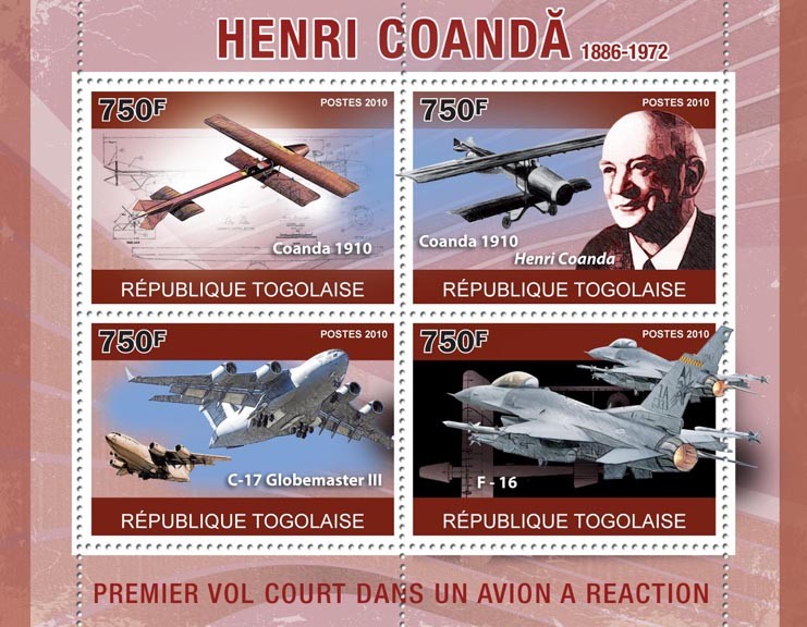 Henri Coanda (1886-1972), (Aircrafts). - Issue of Togo postage stamps