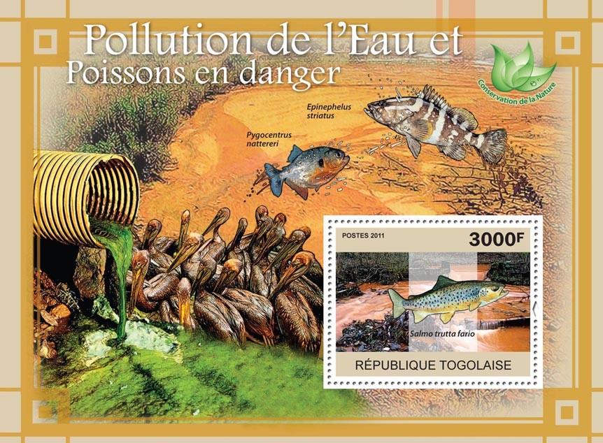 Water Pollution & Endangered Fishes. - Issue of Togo postage stamps