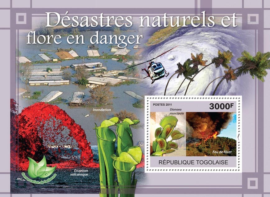 Natural Disasters & Endangered Flora. - Issue of Togo postage stamps