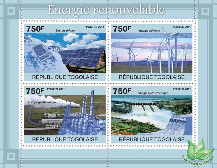 Renewable Energy. - Issue of Togo postage stamps
