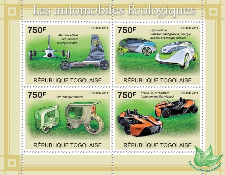 Ecological Cars. - Issue of Togo postage stamps