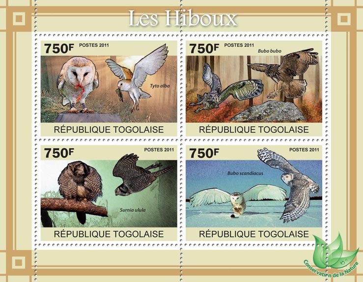 Owls. - Issue of Togo postage stamps