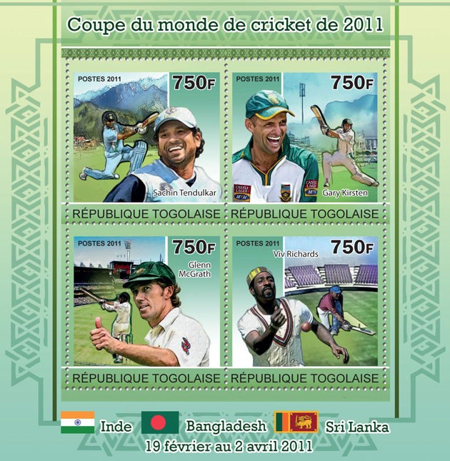 Cricket World Cup 2011. - Issue of Togo postage stamps