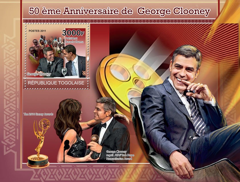 50th Anniversary of George Clooney. - Issue of Togo postage stamps
