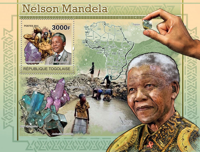 Nelson Mandela, (Minerals). - Issue of Togo postage stamps
