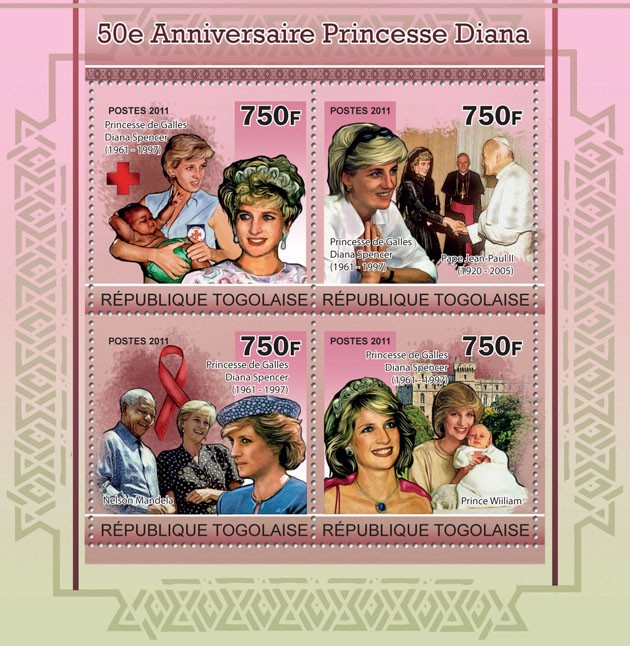 50th Anniversary of Princess Diana - Issue of Togo postage stamps