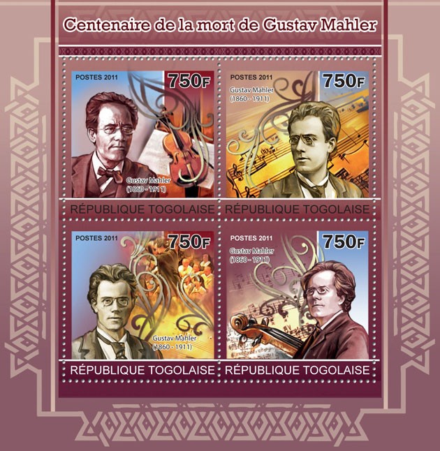 Centenary of the death of Gustav Mahler - Issue of Togo postage stamps