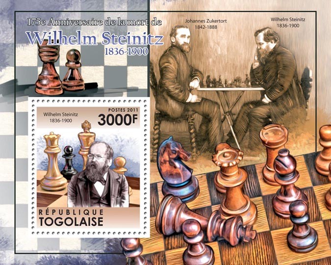 175th Anniversary of the death of Wilhelm Steinitz (1836-1900), Chess. - Issue of Togo postage stamps