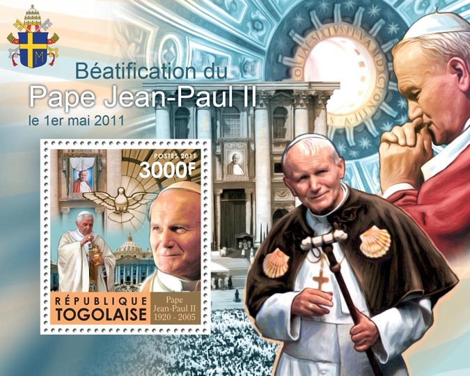 Beatification of Pope John Paul II. - Issue of Togo postage stamps