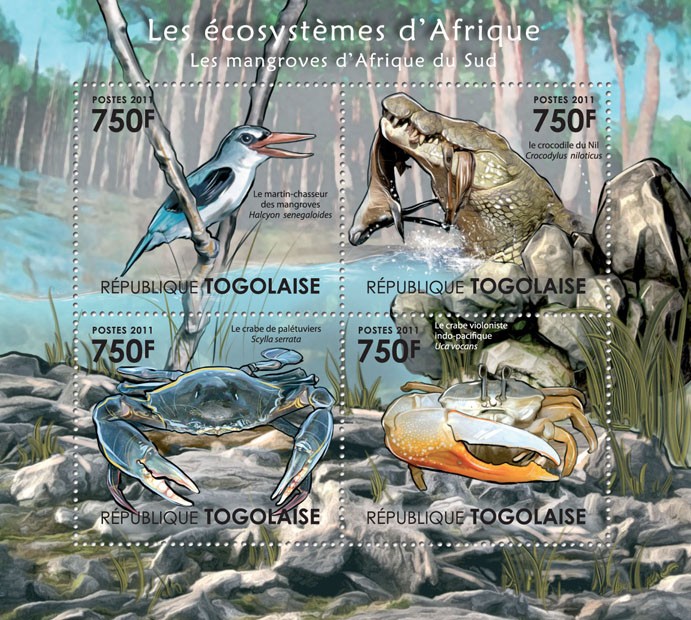 Fauna of Mangroves Forests of South Africa. - Issue of Togo postage stamps