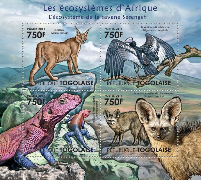The Serengeti Savanna Ecosystem. - Issue of Togo postage stamps