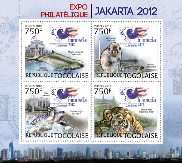Philatelic Exhibition JAKARTA 2012, (Fauna). - Issue of Togo postage stamps