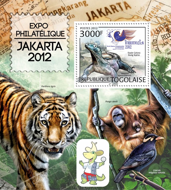 Philatelic Exhibition JAKARTA 2012, (Fauna). - Issue of Togo postage stamps