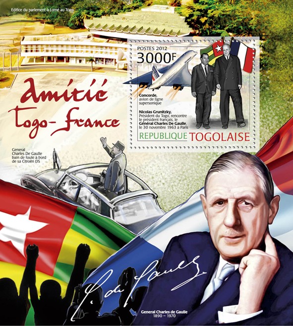 Friendship: Togo & France, (Nicolas Grunitzky & Charles de Gaulle), Concorde. - Issue of Togo postage stamps