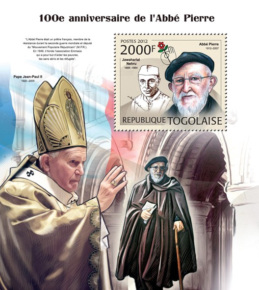 Abbe Pierre (100th Anniversary), (Jawaharlal Nehru) - Issue of Togo postage stamps