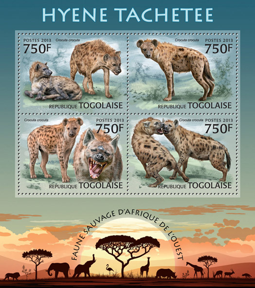 Hyena  - Issue of Togo postage stamps