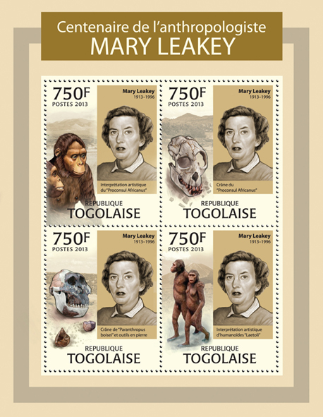 Mary Leakey - Issue of Togo postage stamps