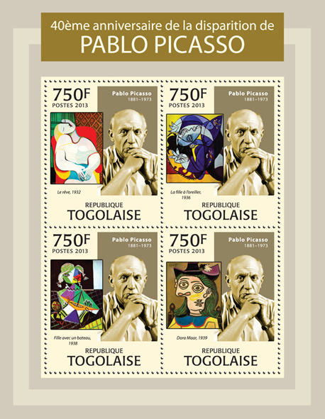 Pablo Picasso - Issue of Togo postage stamps
