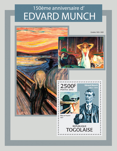 Edvard Munch - Issue of Togo postage stamps