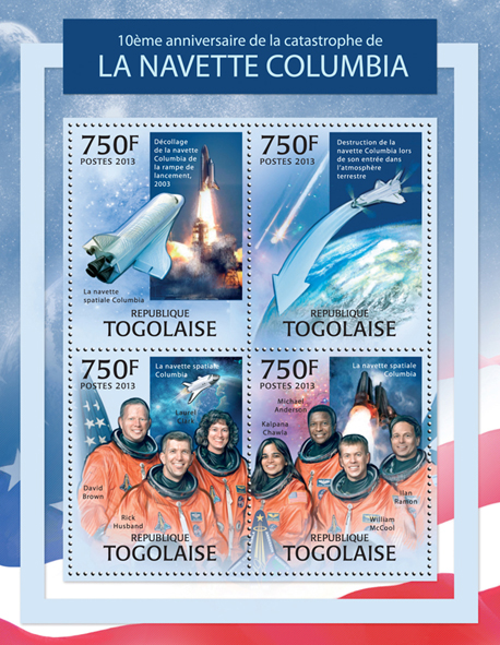 Shuttle Columbia - Issue of Togo postage stamps