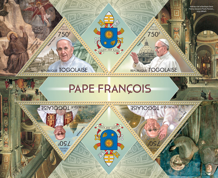 Pope Francis - Issue of Togo postage stamps