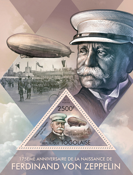 Ferdinand Von Zeppelin - Issue of Togo postage stamps