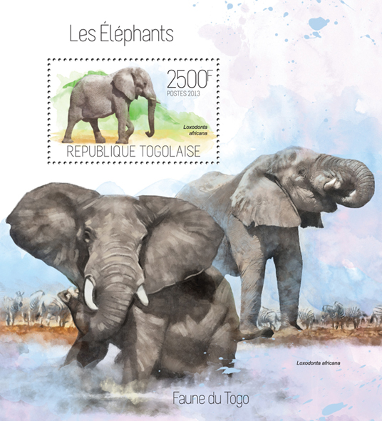 Elephants - Issue of Togo postage stamps