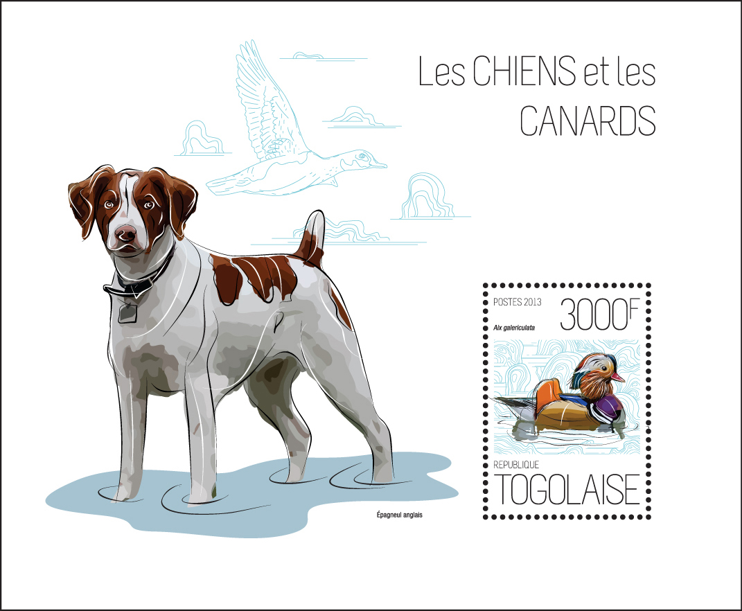 Dogs and ducks - Issue of Togo postage stamps