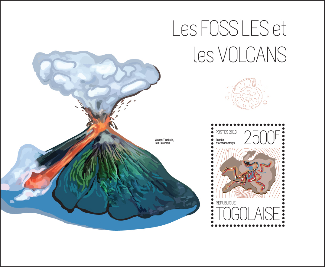 Fossils and volcanoes - Issue of Togo postage stamps
