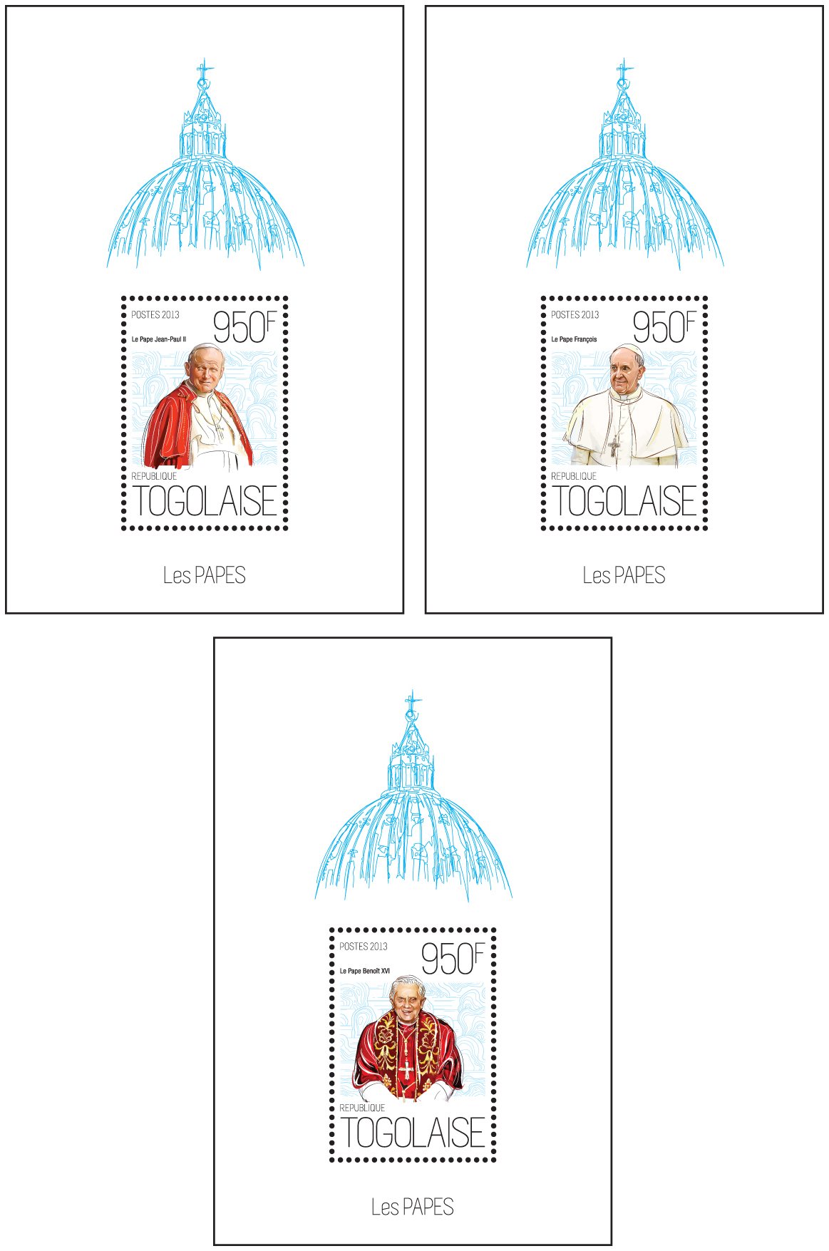 Popes - Issue of Togo postage stamps