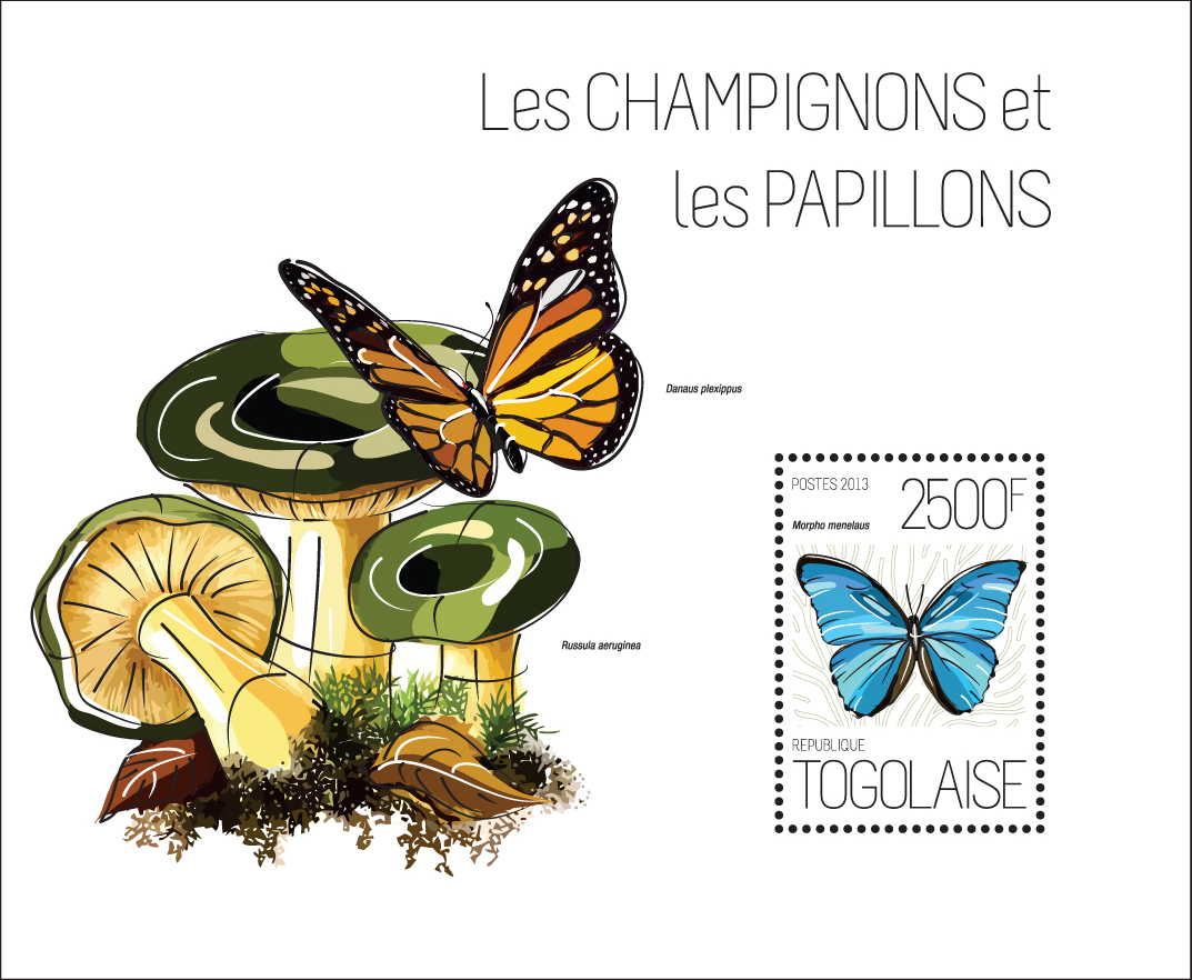 Mushrooms and Butterflies - Issue of Togo postage stamps