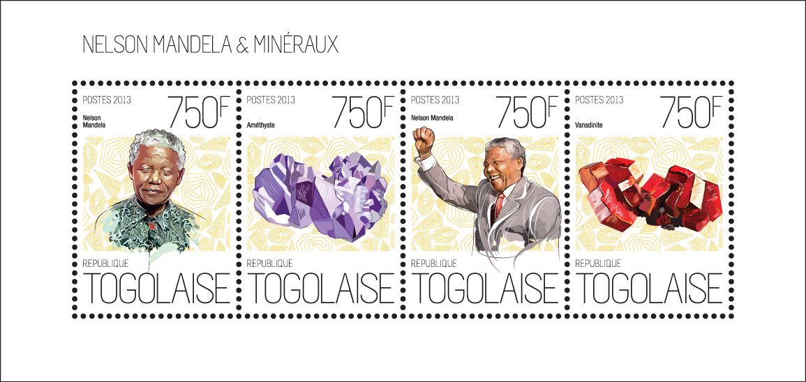 Nelson Mandela and Minerals - Issue of Togo postage stamps