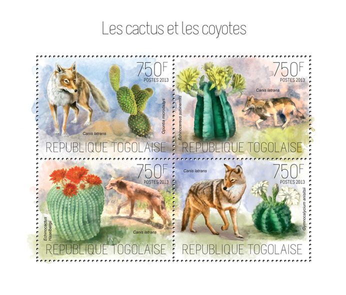 Cactus and Coyotes - Issue of Togo postage stamps