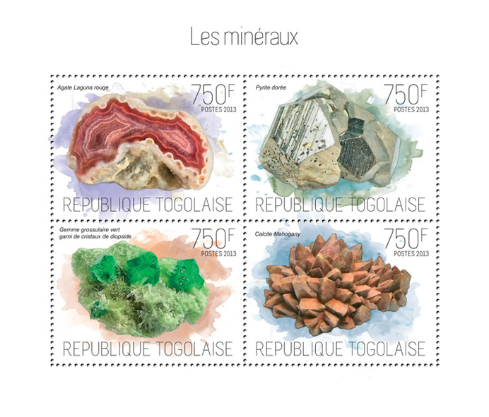 Minerals - Issue of Togo postage stamps