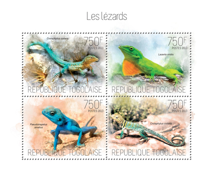 Lizards - Issue of Togo postage stamps