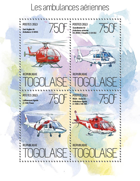 Air ambulance - Issue of Togo postage stamps