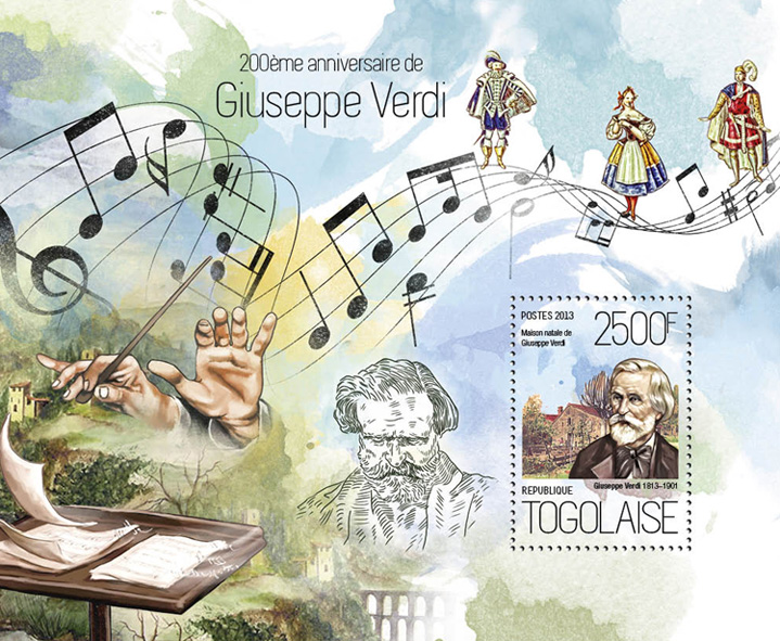 Giuseppe Verdi - Issue of Togo postage stamps