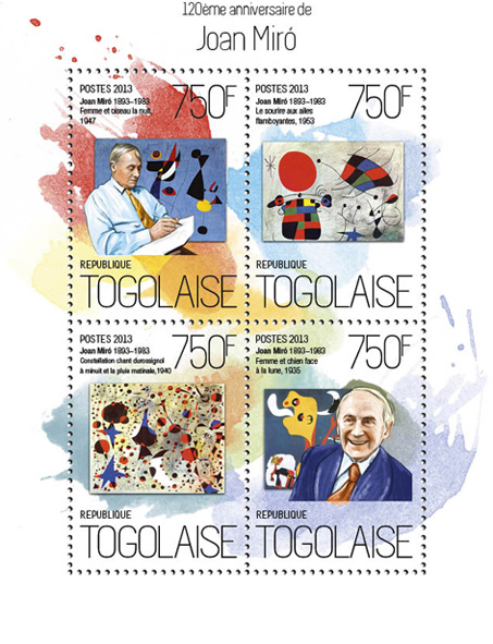 Joan Miro - Issue of Togo postage stamps