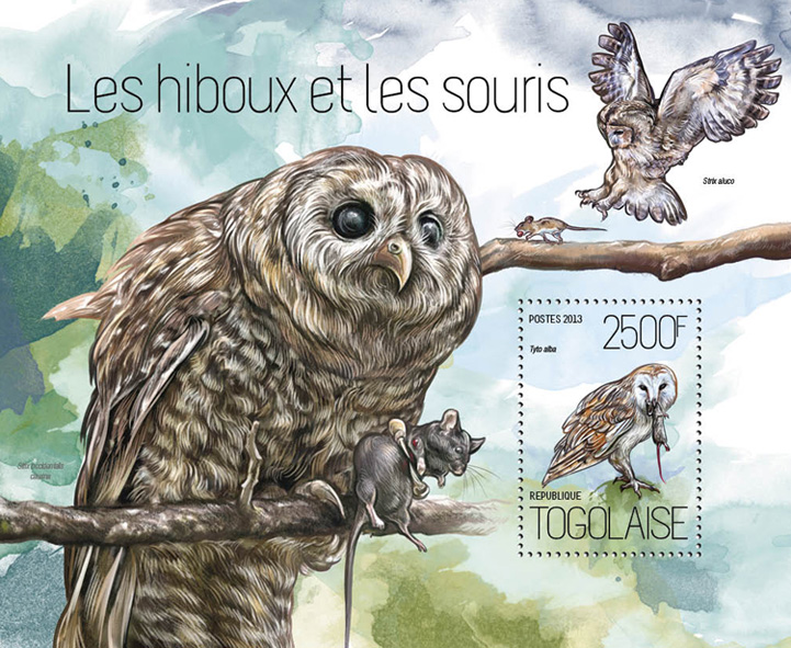 Owls and mice - Issue of Togo postage stamps