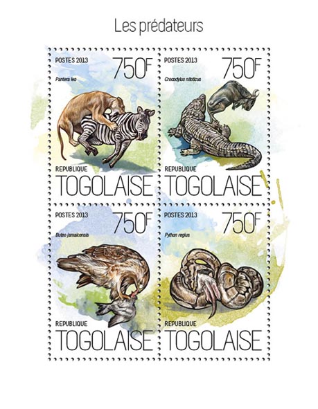 Predators - Issue of Togo postage stamps