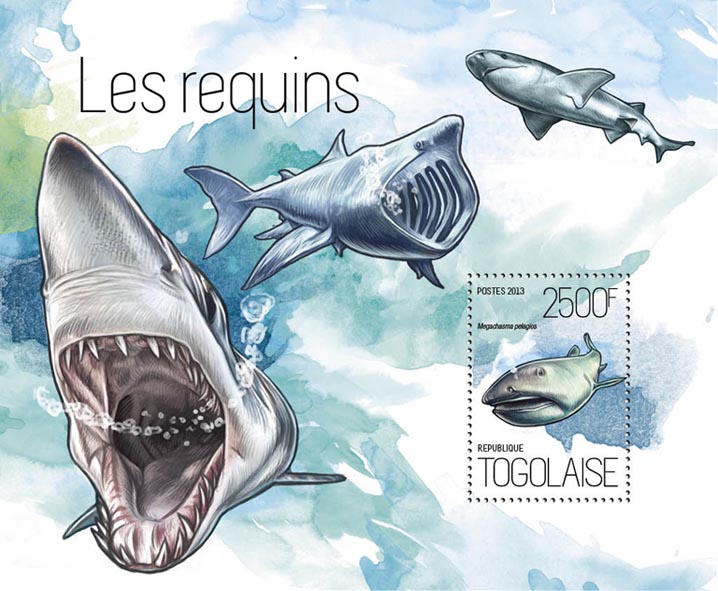 Sharks - Issue of Togo postage stamps