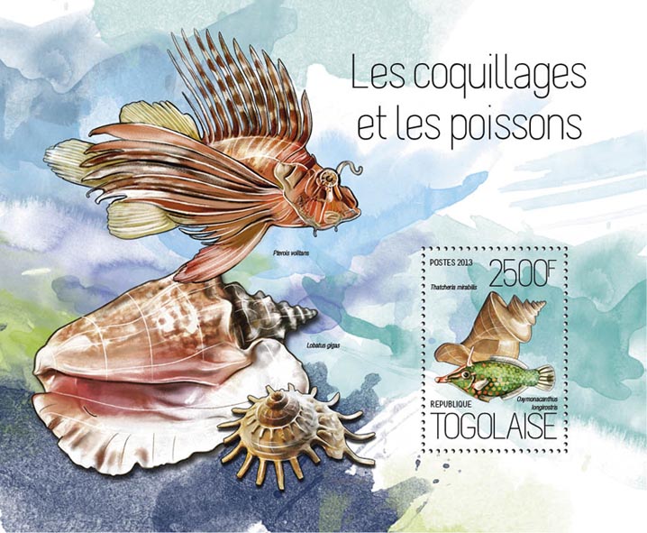 Shells and fish - Issue of Togo postage stamps
