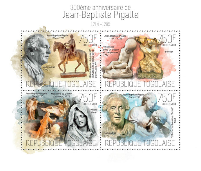 Jean-Baptiste Pigalle - Issue of Togo postage stamps